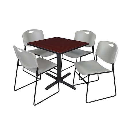 Cain Cain Square Table & Chair Set, Wood, Metal, Polypropylene Top TB3030MH44GY